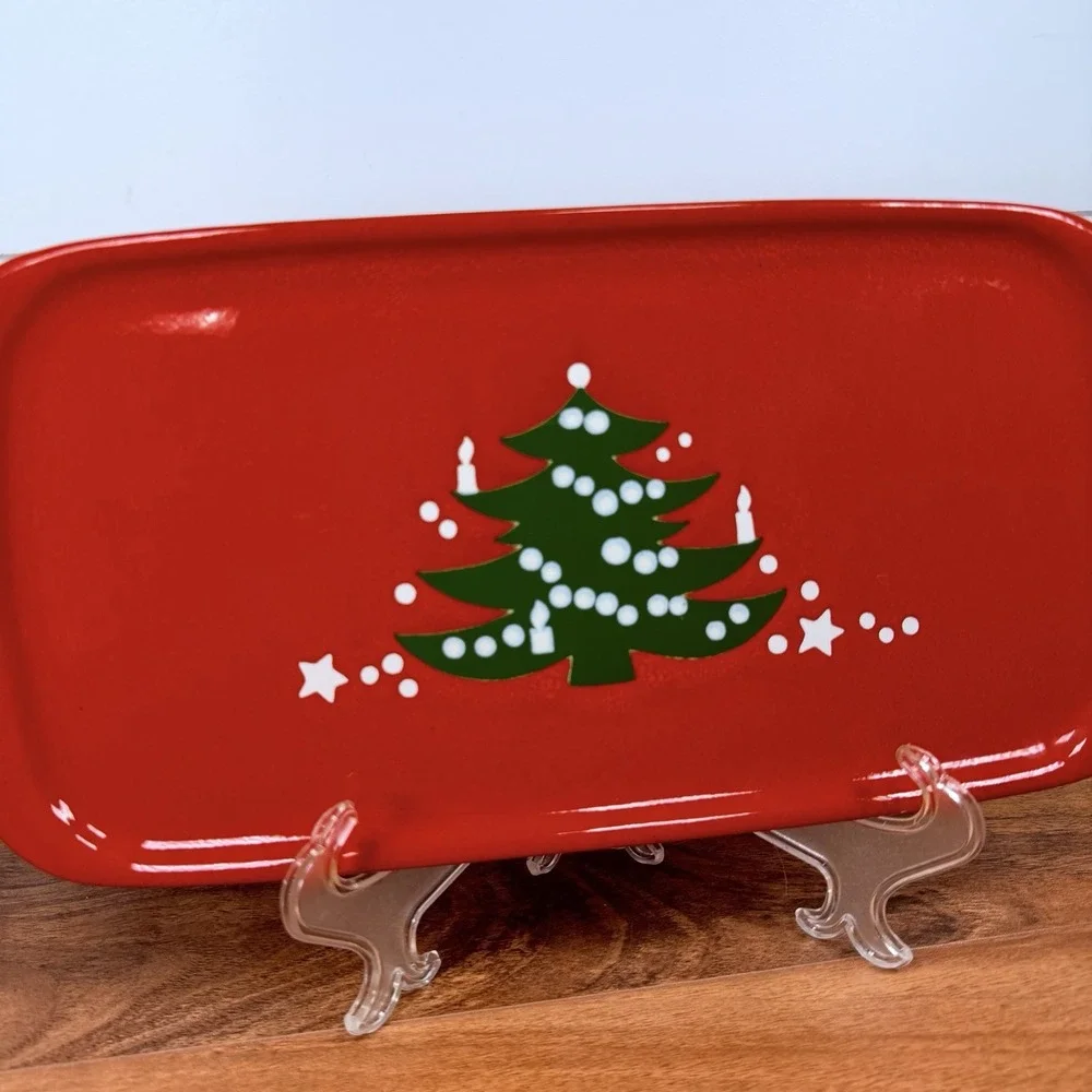 Vintage Waechtersbach Christmas Tree Retangular Red Serving Cookie Tray 13